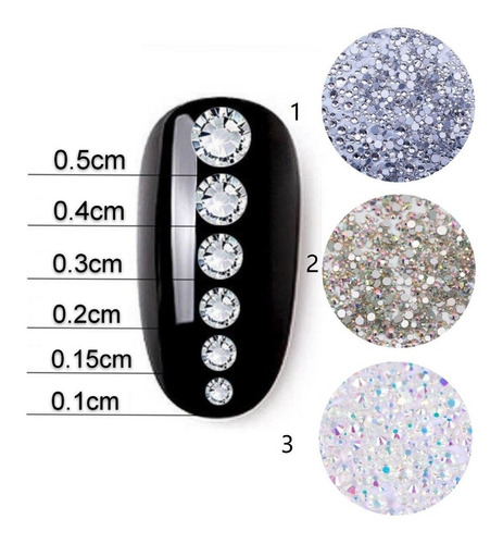 Piedras Strass Cristal Deco Uñas 3 Modelos 6 Medidas 1440 U.