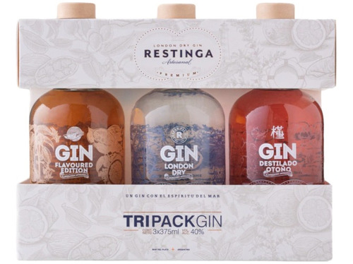 Gin Restinga Tri Pack 3 Botellas X 375 Ml