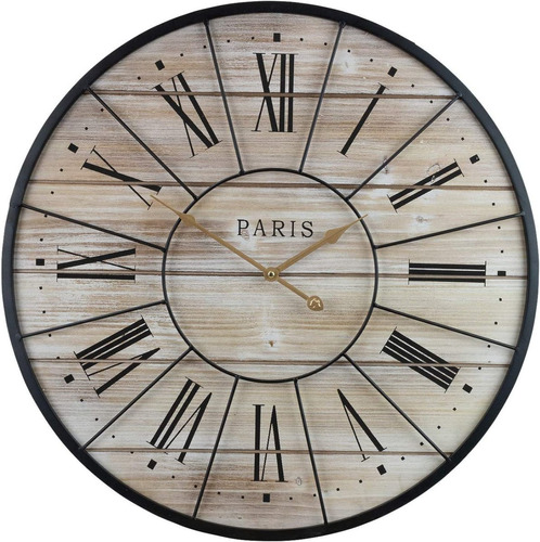 Reloj De Pared De Madera Vintage Francés Parisino Rústico