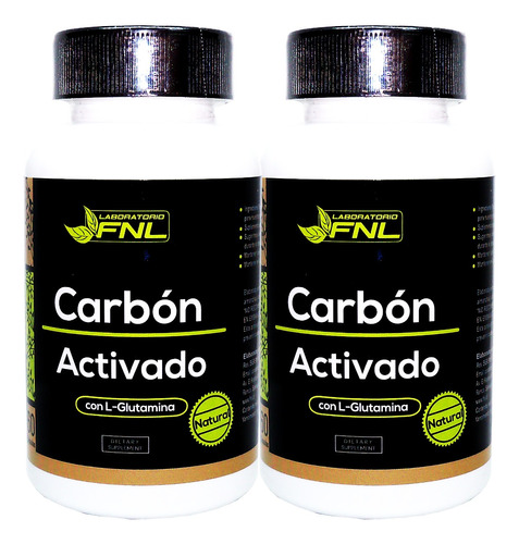 2 X Carbon Activado Natural 500mg 60 Caps Desintoxicante