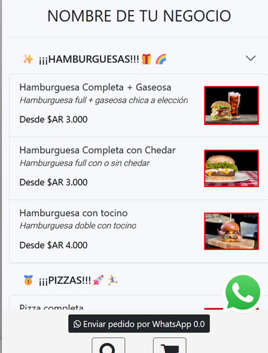App Para Delivery Con Pedidos Por Whatsapp- Ej Comida Rápida