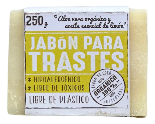 Jabón Traste Barra Hipoalergénico Flor De Coco Orgánico 250g