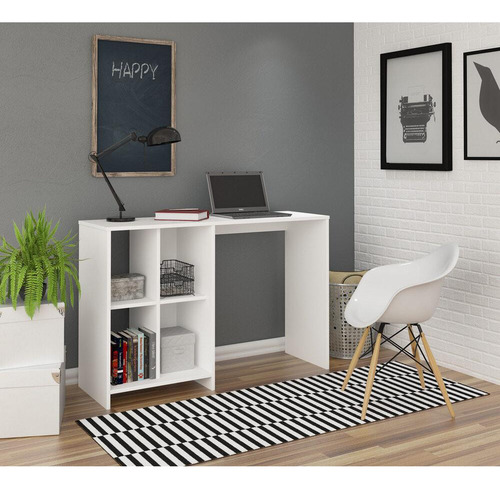 Escrivaninha 110cm Com Nichos Multimóveis Cr25208 Cor Branco