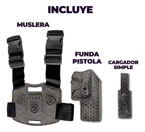 Kit Funda Pistolera Bersa Porta Cargador Simple Muslera 2 T