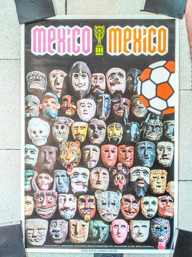 Cartel Original Máscaras Y Jules Rimet Mundial Mexico 70 