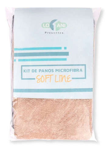 Pano para limpeza Loaní Softline flanela cinza, preto e bege 3 u pacote x 3