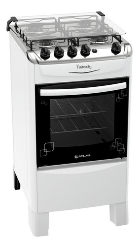 Fogão  de chão Atlas Fastcook  4Q a gás/elétrico 4 queimadores  branco/inox 127V/220V porta com visor 50L