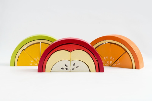 Imagen 3 de 6 de Frutas Montessori/waldorf Naranja Bloques De Madera
