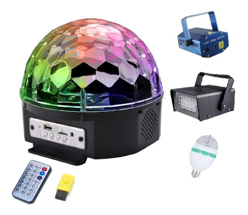 Kit Iluminação Festa Jogo De Luz Balada Globo Projetor Strob