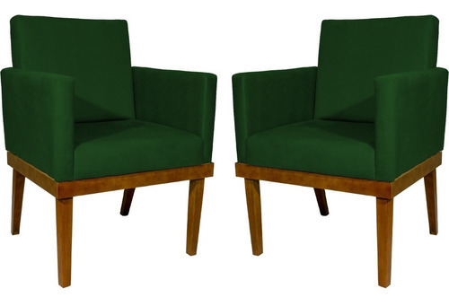 Kit 2 Poltronas Decorativas Cadeiras Reforçadas Divine Cores Cor Verde Desenho do tecido TECIDO SUEDE
