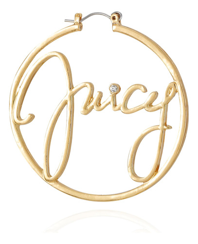 Pendientes De Aro Con Logotipo En Tono Dorado De Juicy Coutu