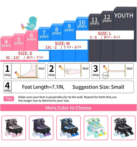 Patines De Ruedas Ajustables Para Niños Con Luces Interiores Talla De Los Patines 0 Mm Azul
