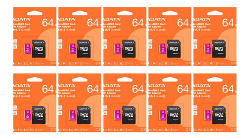 Kit 10pzs Tarjeta De Memoria Micro Sd Adata 64gb Clase 10
