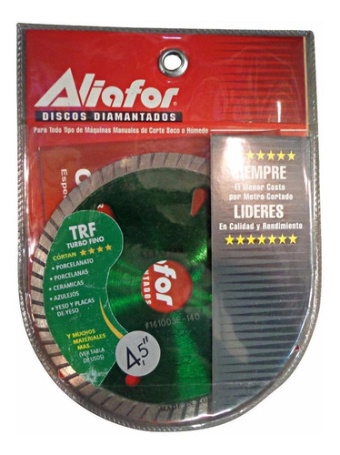 Discode corte Aliafor Turbo fino 115mm x 1.2mm color verde x 1 unidad