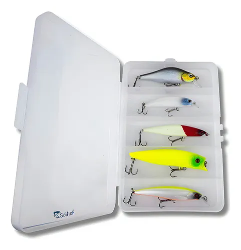 Kit 5 Iscas Crankbaits Plástico Robalo Traíra Com Estojo Voxxi