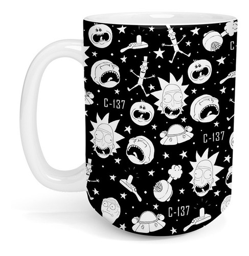 Cristalería heshuqiaoFC Taza De Oficina Rick and Morty De Cerámica En Blanco Y Negro para Hombres Y Mujeres Parejas-1 Cristalería heshuqiaoFC Taza De Oficina Rick and Morty De Cerámica En Blanco Y Negro para Hombres Y Mujeres Parejas-1