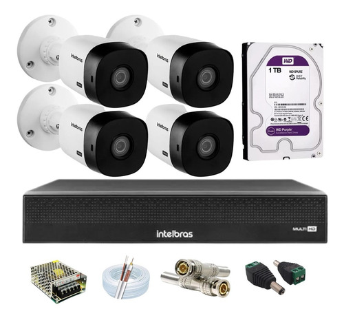 Kit Intelbras 4 Cameras 1120b Dvr 1004c 04 Canais C/hd 1tb