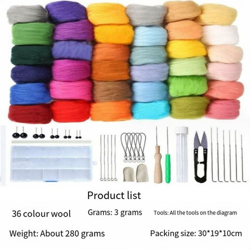 Set De Fieltro Agujado Needle Felting 36 Colores -