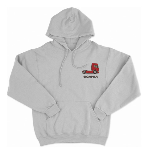 Hoodie Canguro Capucha Hombre Bordado Scania Camión Bordó