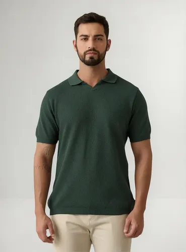 Camisa Polo Tricot Masculina Texturizada Decote V Opus