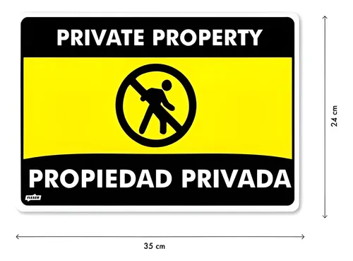 Señal Propiedad Privada Prohibido Ingreso 35 X 24 Cm !!!!!!!