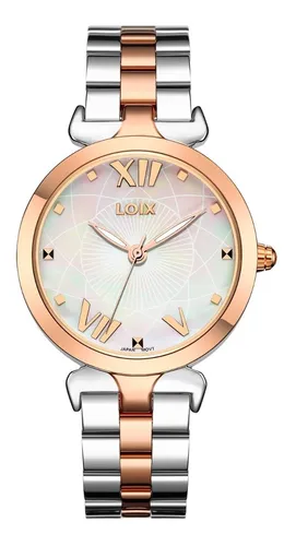 Reloj mujer L1259-4 Beige con oro rosa, tablero digital - Relojes Loix