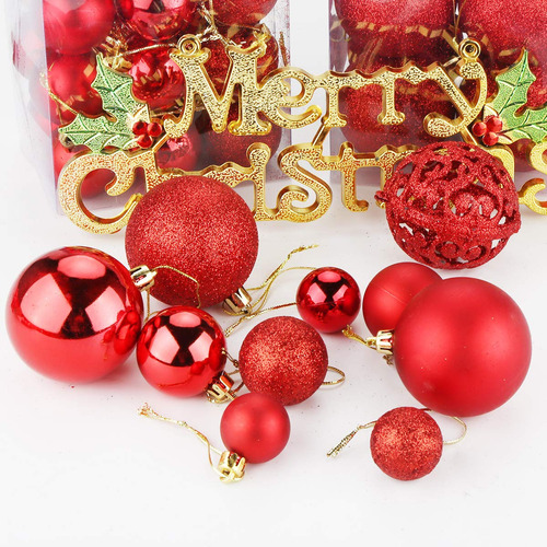 Juego De 100 Miniesferas Inastillables Rojas Para Navidad