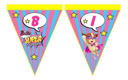 Kit Imprimible Barbie Super Princesa Candy Bar Cotillon 2x1