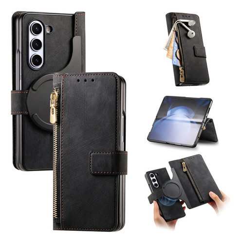Funda Tipo Cartera 2 En 1 Con Cierre Magnético For Tarjetas