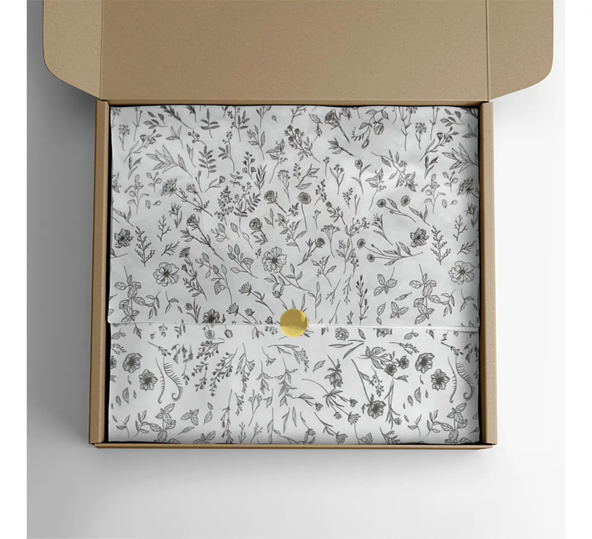Papel Seda Premium Estampa Floral 30x68cm 100 Folhas Cor Preto Florido