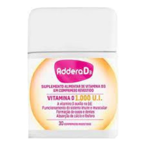 Addera D3 1.000ui 30 Comprimidos Revestidos Vitamina D3 Sem Sabor