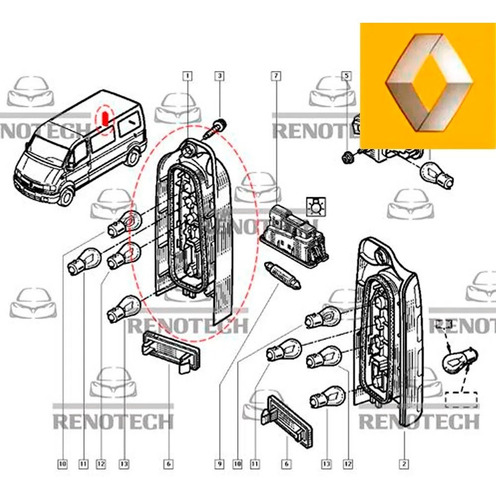 Imagem 4 de 10 de Lanterna Dir Master Ii 2.5 16v G9u 2004 A 2013 8200171478