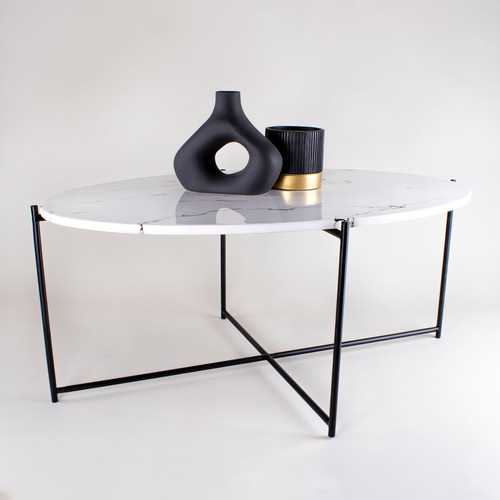 Mesa De Centro Lecce Efecto Mármol/negro