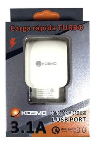 Cargador Kosmo Turbo Micro Usb 3.1a Quick Charge Premium