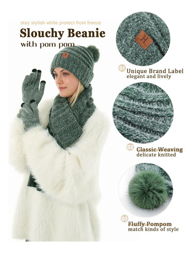 Conjunto Guantes Y Bufanda Mujer Forro Polar Sombrero Color