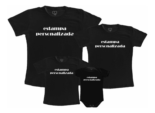 Kit Camisetas 4 Peças Estampa Personalizável 100% Algodão