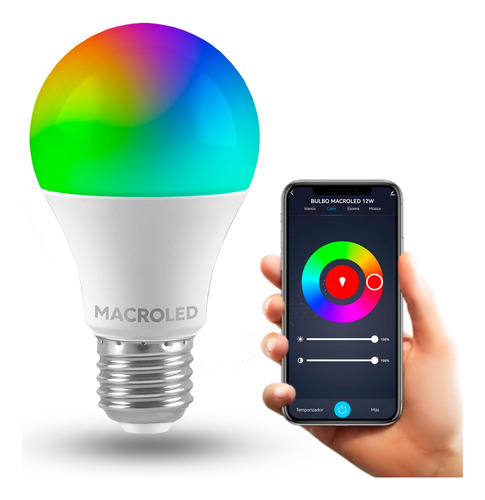 Ampolleta Inteligente Macroled E-27 12w Wifi-bluetooth Rgb