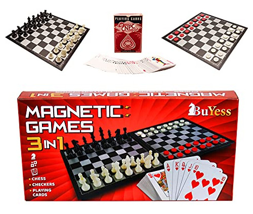 Juego De Chess Magnético Con Tarjetas De Juego No Magnéticas