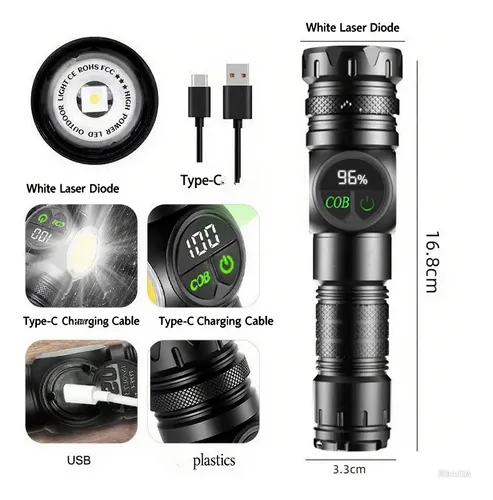 Zx Rechargeable Flashlight With Five Lighting Modes | Parcelamento