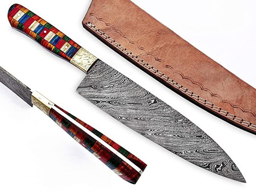 Cf-44 Estilo Damascus Steel Chef Cuchillo   Hermosa Hoja D