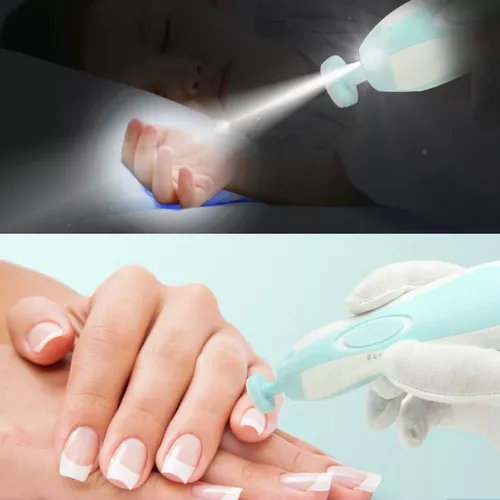 Lima de uñas para bebé, cortaúñas para bebés, niños pequeños o adultos,  lima de uñas eléctrica con luz LED, esmalte de cuidado de uñas de los dedos  de