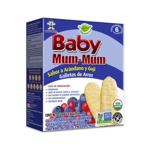 Baby Mum- Mum, Galletas De Arroz Sabor Arándano Y Goji 50gr