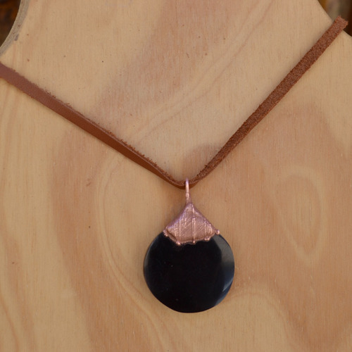 Espejo De Obsidiana Negra, Cuero, Piedras Energeticas Cod1