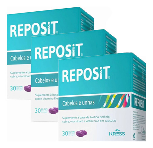 Kit C3 Reposit Suplemento  Cabelos,unhas E Pele 30 Caps Gel