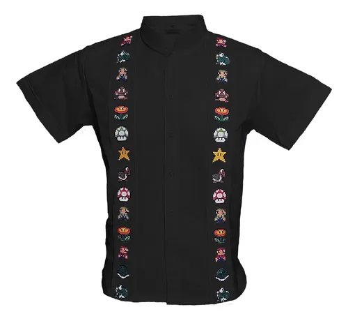 Camisa negra bordada hombre new arrivals