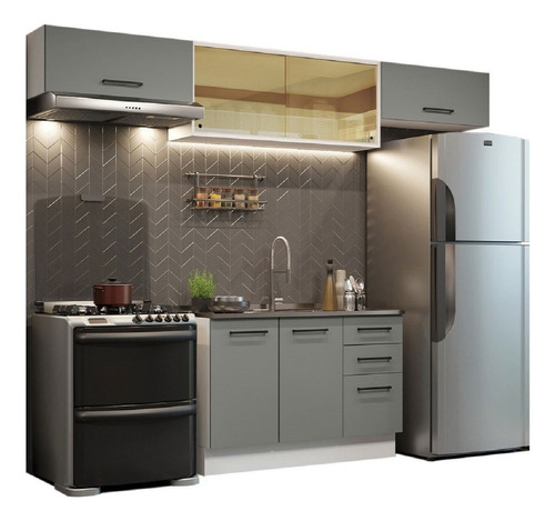 Mueble De Cocina Madesa Agata Con Lavadero 280 Cm Color Gris