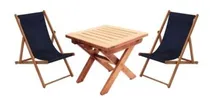 Comprar Set Plegable Jardin Mesa + 2 Reposeras Madera Reforzada Deco