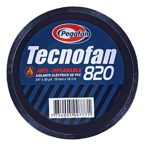 Pegafan 820 Cinta Aislante Tecnofan Negro 3/4 X20yd 10 Unid