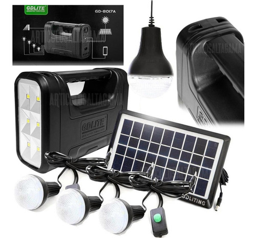 Kit Panel Solar Con Batería Y 3 Bombillos De 3w Carga Usb 5v