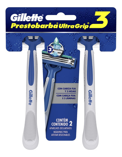 Barbeador Gillette Prestobarba Ultragrip3 descartável 2 un